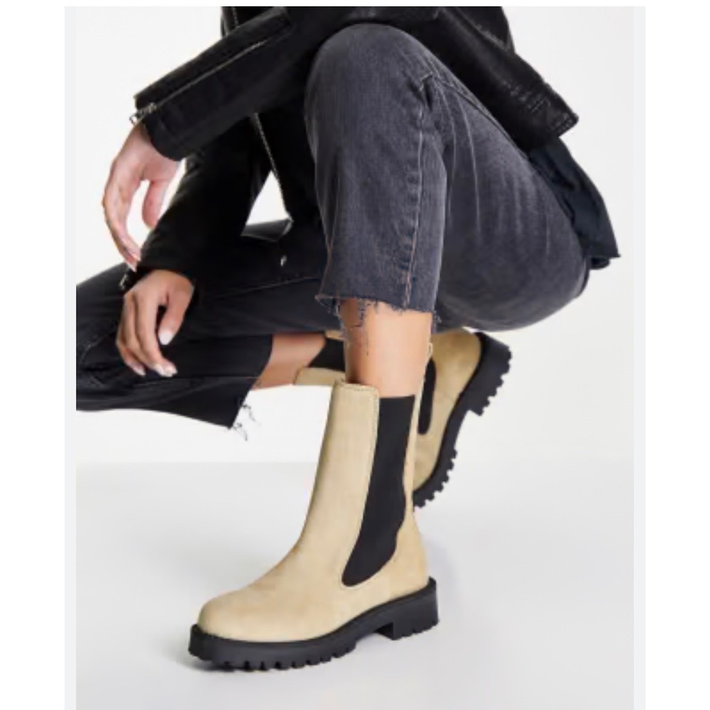 & Other Stories‎ Beige Leather Chunky Chelsea Boots Lug Sole EUR 38 US 7